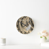 Goud, groen, eiwit, blauw, zijde en parels ronde klok (Huis)