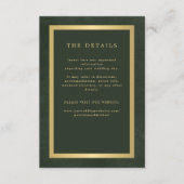 Goud groen elegante bruiloft gast informatie informatiekaartje (Voorkant)