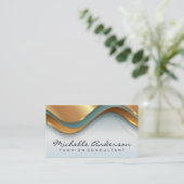 Goud Groen Elegante Overlappende Golven Visitekaartje (Staand voorkant)