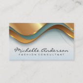 Goud Groen Elegante Overlappende Golven Visitekaartje (Voorkant)