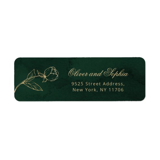 Goud Groen Elegante Royal Wedding bloemenretour Etiket (Voorkant)