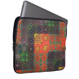 Goud groen en koraal tot bruin kaleidoscoop mozaïe laptop sleeve