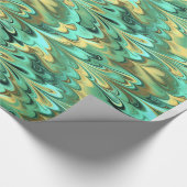 Goud, groen en Turquoise-gemarmerd patroon Cadeaupapier (Hoek)