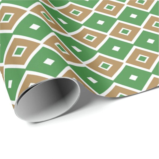 Goud, groen en witte diamant cadeaupapier (Rol Hoek)
