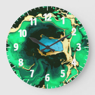 Goud groen en zwart marmer acrylverf grote klok