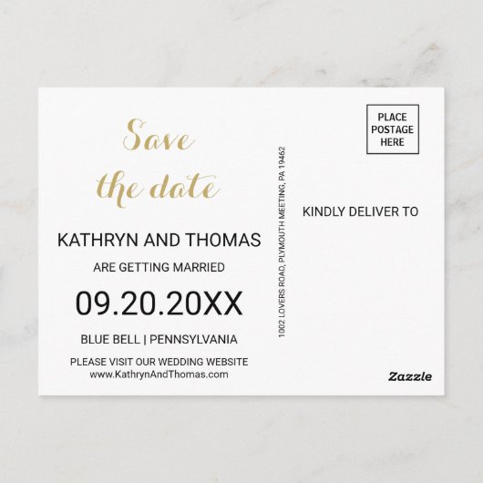 Goud & Groen Eucalyptus Save the Date Kaart (Achterkant)