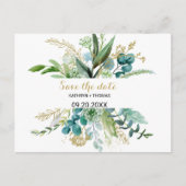 Goud & Groen Eucalyptus Save the Date Kaart (Voorkant)