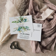  Goud & Groen Eucalyptus Save the Date Kaart