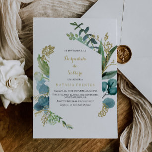 Goud & Groen Eucalyptus Spaans Vrijgezellenfeest Kaart