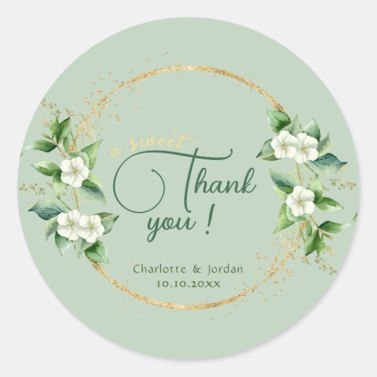 Goud groen Eucalyptus Weddenschap Ronde Sticker (Voorkant)