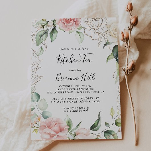 Goud Groen Foliage Keuken Thee Vrijgezellenfeest Kaart