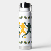 Goud & Groen Football Speler silhouet figuur Waterfles (Achterkant)