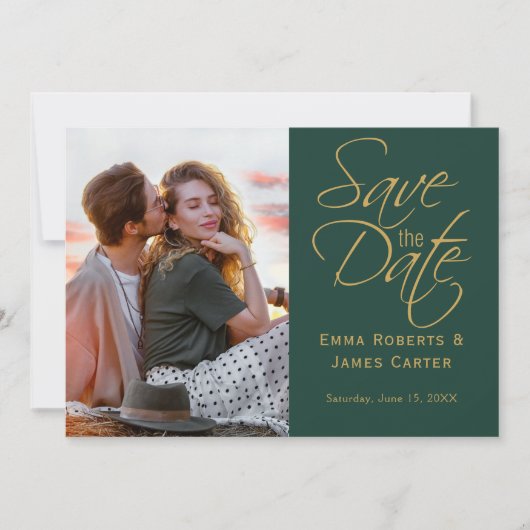 Goud & Groen Foto Save the Date (Voorkant)