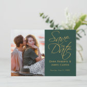 Goud & Groen Foto Save the Date (Staand voorkant)