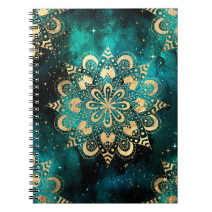 Goud & Groen Galaxy Dharma Mandala Patroon Notitieboek