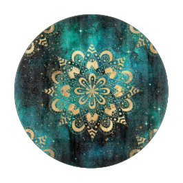 Goud & Groen Galaxy Dharma Mandala Patroon Snijplank