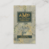 Goud & Groen Getextureerd 3 Letter Monogram Visitekaartje (Voorkant)