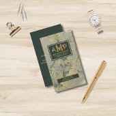 Goud & Groen Getextureerd 3 Letter Monogram Visitekaartje