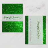 Goud & Groen Glitter Beautician Visitekaartje (Voorkant / Achterkant)