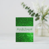 Goud & Groen Glitter Beautician Visitekaartje (Staand voorkant)