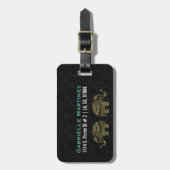 Goud & Groen Glitter Bloemenolifant Bagagelabel (Voorkant verticaal)