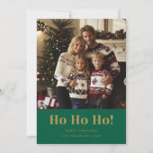 Goud Groen Grappig Ho Ho Ho Kerstfoto Feestdagenkaart (Voorkant)
