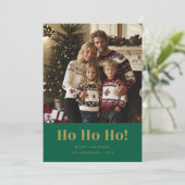 Goud Groen Grappig Ho Ho Ho Kerstfoto Feestdagenkaart (Staand voorkant)