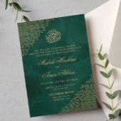 Goud & Groen Islamitisch Moslim bruiloft Kaart