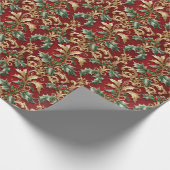 Goud groen laat kerstvakantie inpakpapier achter (Hoek)