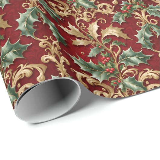 Goud groen laat kerstvakantie inpakpapier achter (Rol Hoek)