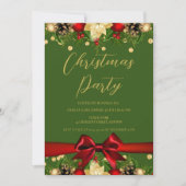 Goud Groen Lint Glitter Christmas Corporate Kaart (Voorkant)