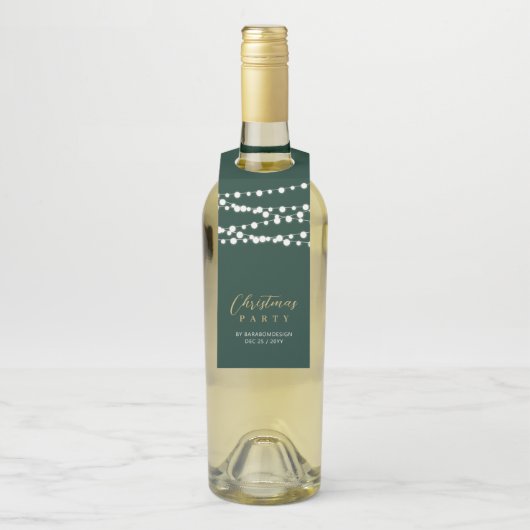 Goud & Groen Modern Script Prettig Kerstfeest  Flessenhanger (Op fles)