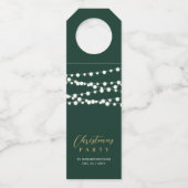 Goud & Groen Modern Script Prettig Kerstfeest  Flessenhanger (Voorkant)