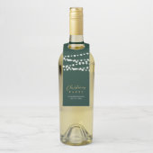 Goud & Groen Modern Script Vrolijk Kerstfeest Flessenhanger (Op fles)