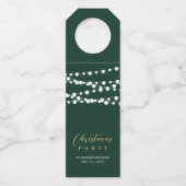 Goud & Groen Modern Script Vrolijk Kerstfeest Flessenhanger (Voorkant)