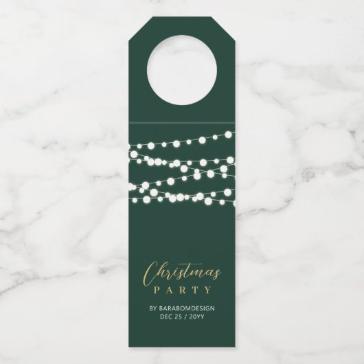 Goud & Groen Modern Script Vrolijk Kerstfeest Flessenhanger (Voorkant)