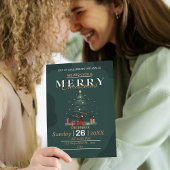 Goud & Groen Moderne Kerst Uitnodiging | Elegant