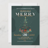 Goud & Groen Moderne Kerst Uitnodiging | Elegant (Voorkant)