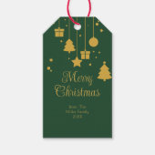 Goud Groen Ornament Kerst Cadeaulabel (Voorkant)