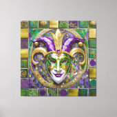 Goud Groen Paars Mardi Gras Narrenmasker Canvas Afdruk (Voorkant)