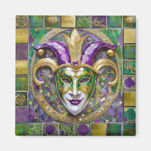 Goud Groen Paars Mardi Gras Narrenmasker Magneet