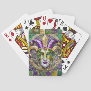 Goud Groen Paars Mardi Gras Narrenmasker Pokerkaarten