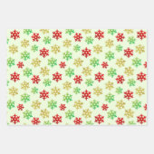 Goud Groen Rood Glitter Sneeuwvlokken Kerstmis Inpakpapier Vel (Voorkant 3)