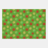 Goud Groen Rood Glitter Sneeuwvlokken Kerstmis Inpakpapier Vel (Voorkant 2)