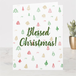 Goud Groen Rood Kerstbomen Patroon Kaart