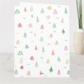 Goud Groen Rood Kerstbomen Patroon Kaart (Achterkant)