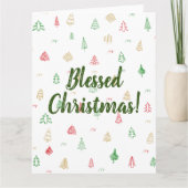 Goud Groen Rood Kerstbomen Patroon Kaart (Voorkant)