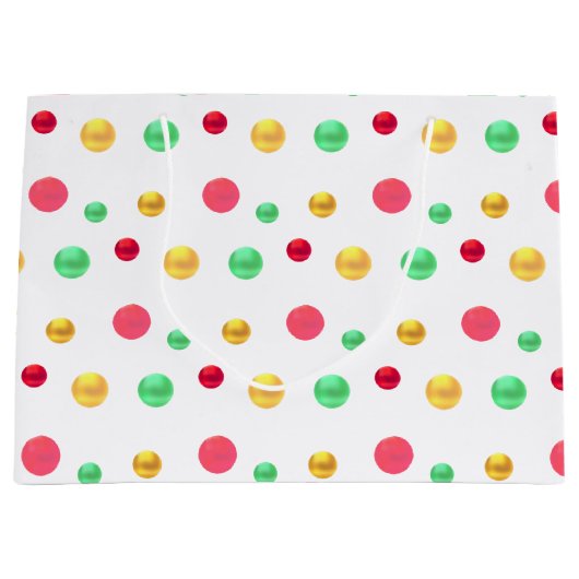 Goud, Groen Rood, Stippen Groot Cadeauzakje (Voorkant)