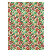 Goud Groen Rood Wit Poinsettia Tafelkleed (Voorkant)