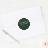 Goud & Groen Seizoensgroet Kerstvakantie Ronde Sticker (Envelop)